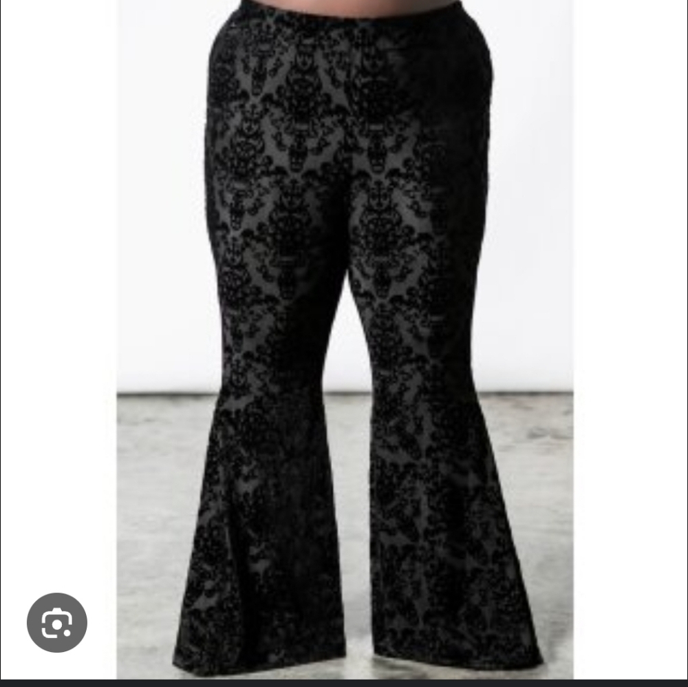 Killstar Black Velvet Flared Leggings